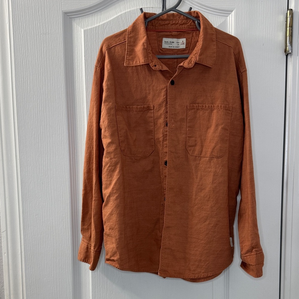 Zara Kids Rust Orange Button-Up Shirt -EUC